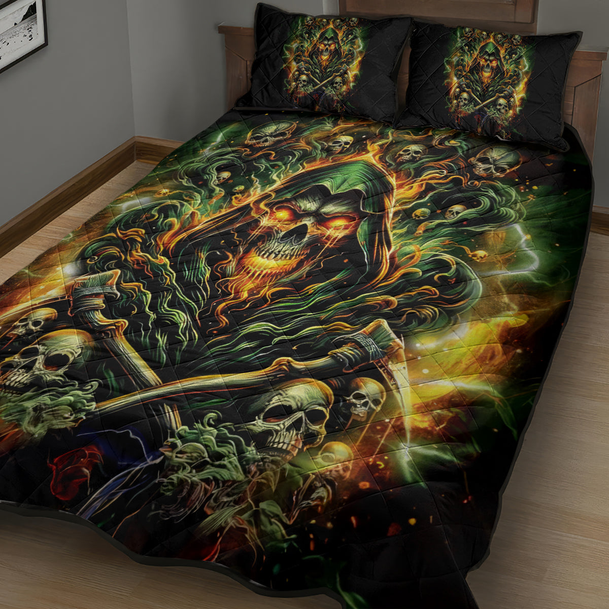 Rose Skull Quilt Bed Set Don't Try Figure Me out