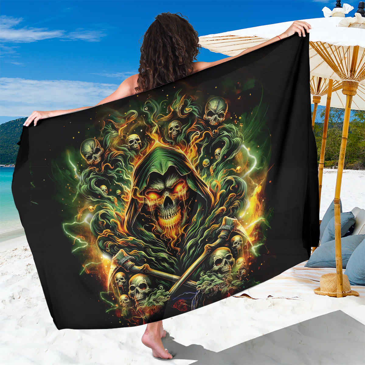 Rose Skull Sarong Don't Try Figure Me out