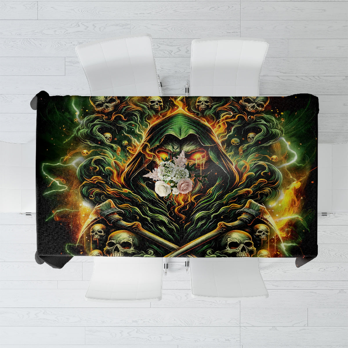 Rose Skull Tablecloth Don't Try Figure Me out