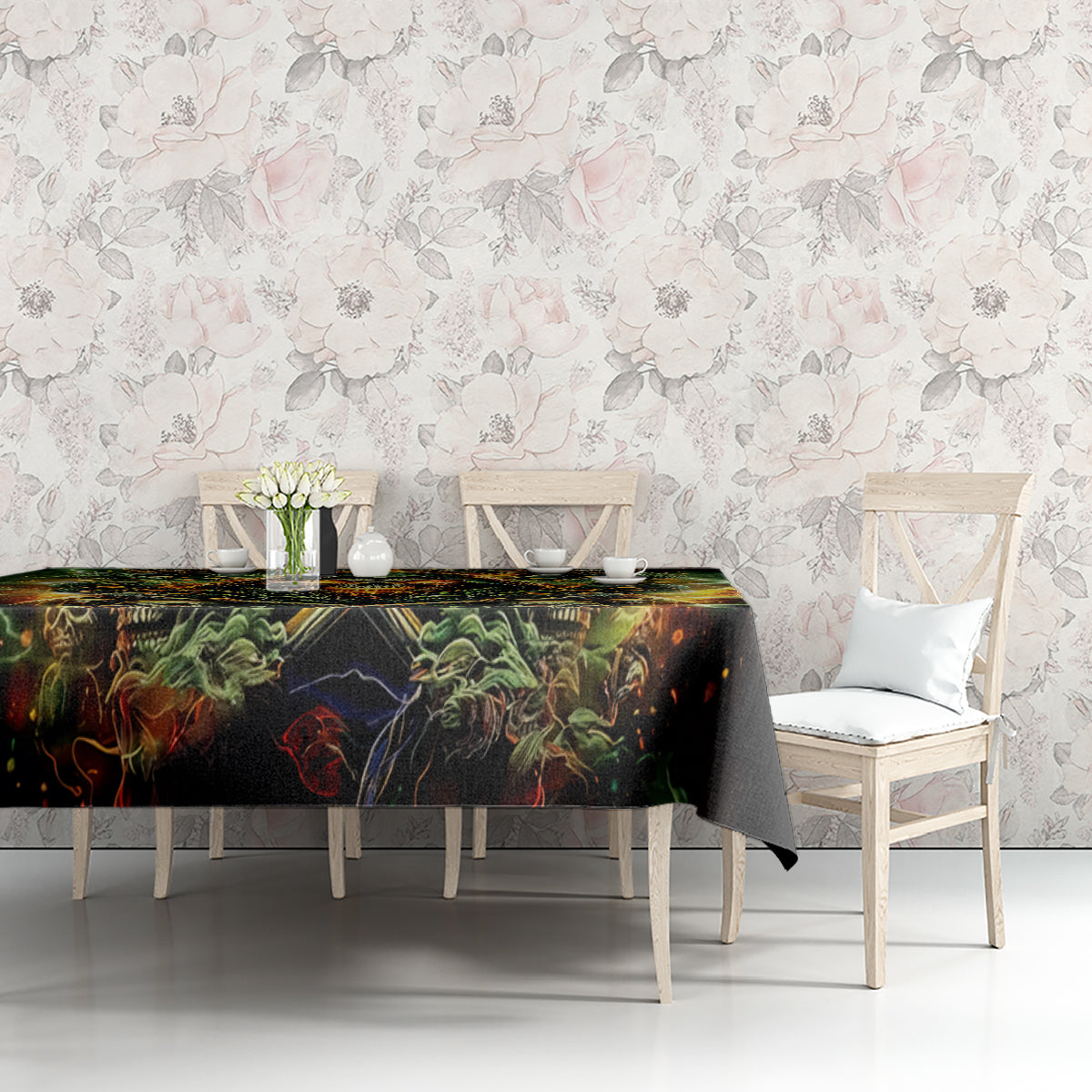Rose Skull Tablecloth Don't Try Figure Me out
