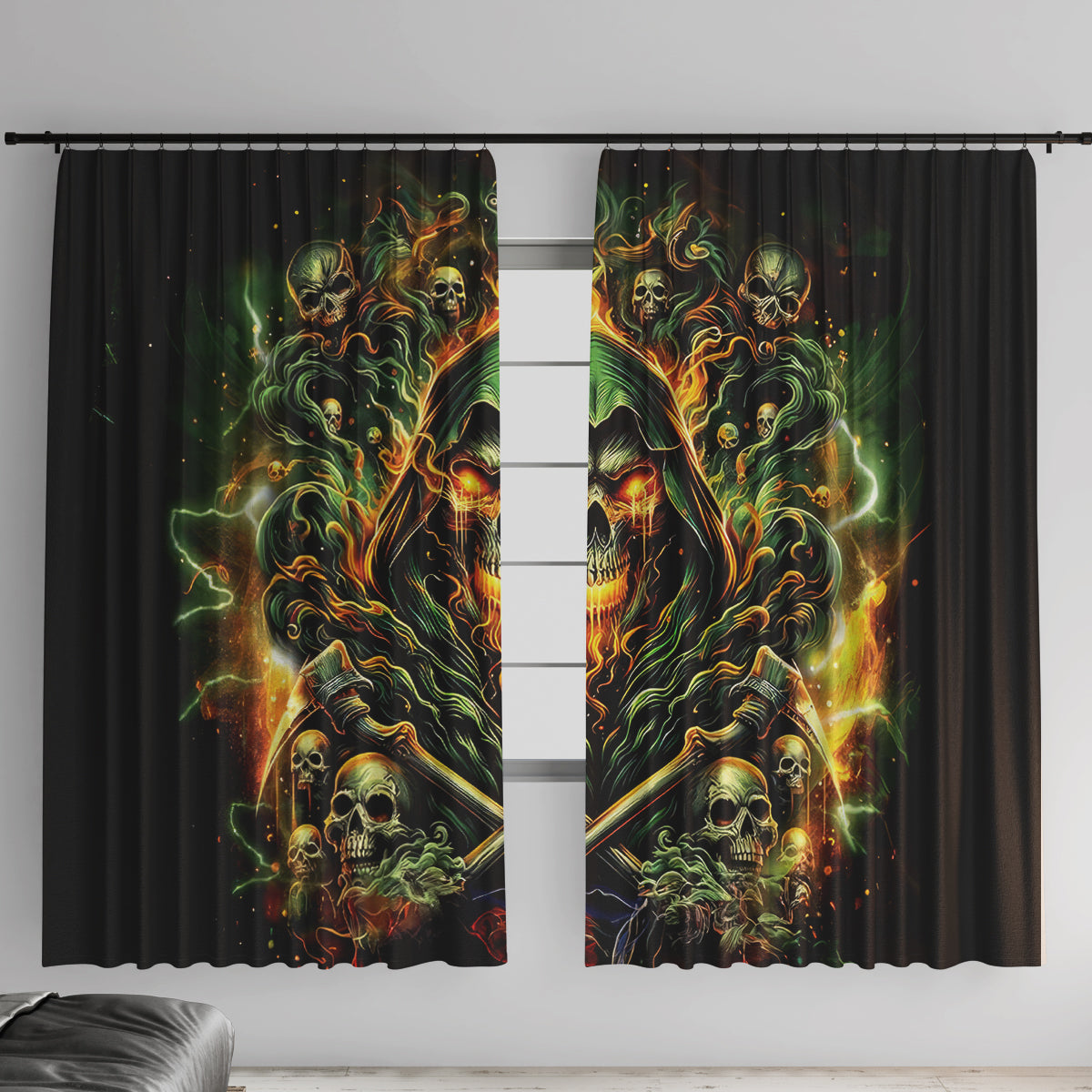 Rose Skull Window Curtain Don't Try Figure Me out