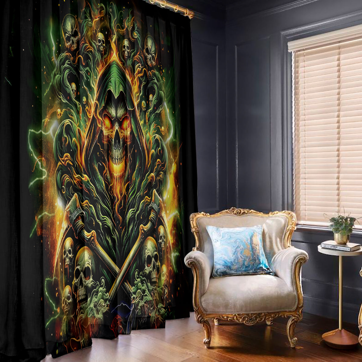 Rose Skull Window Curtain Don't Try Figure Me out