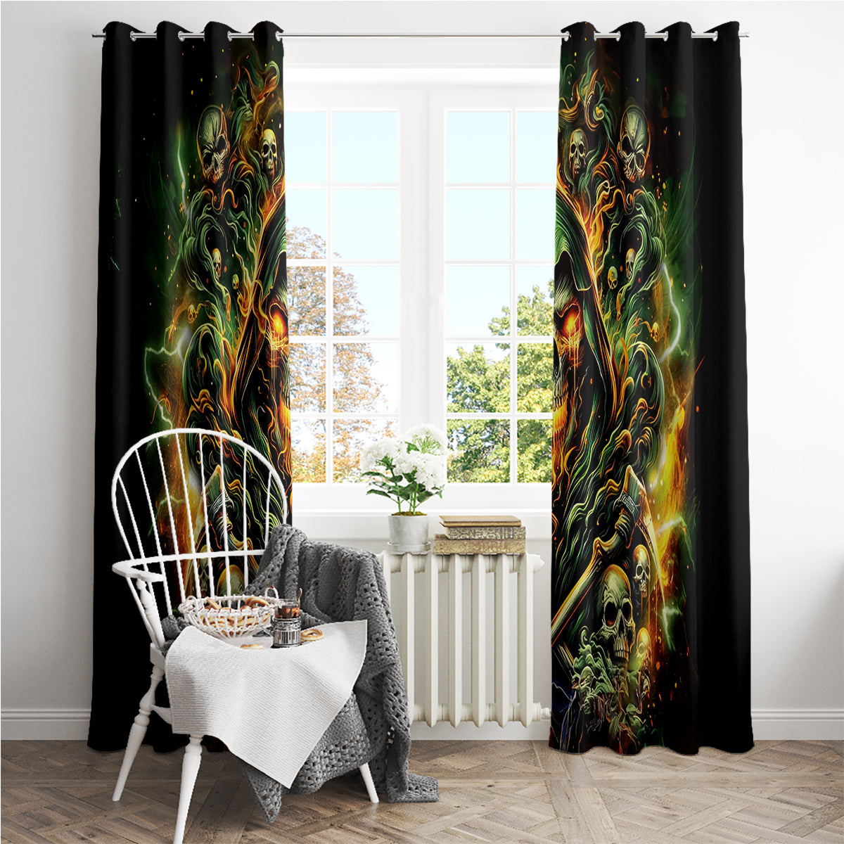 Rose Skull Window Curtain Don't Try Figure Me out