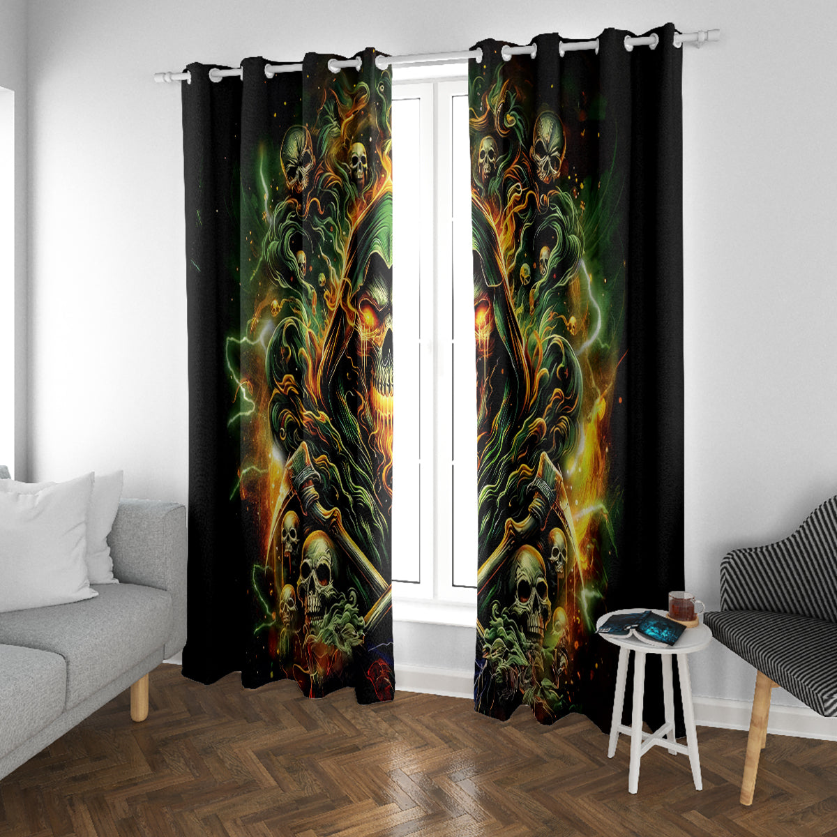 Rose Skull Window Curtain Don't Try Figure Me out