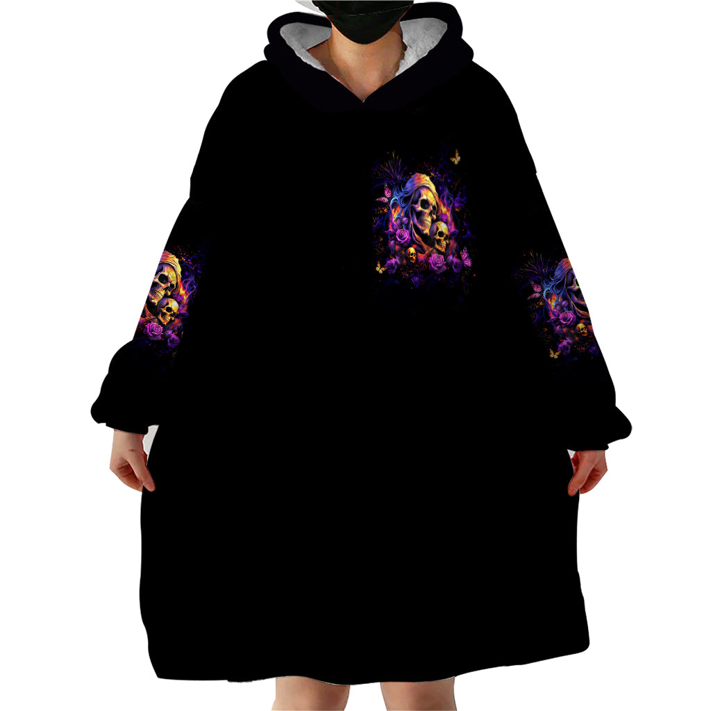 Irish Skull Wearable Blanket Hoodie Good Girl Drinve Wine, Badass Girl Chug Beer
