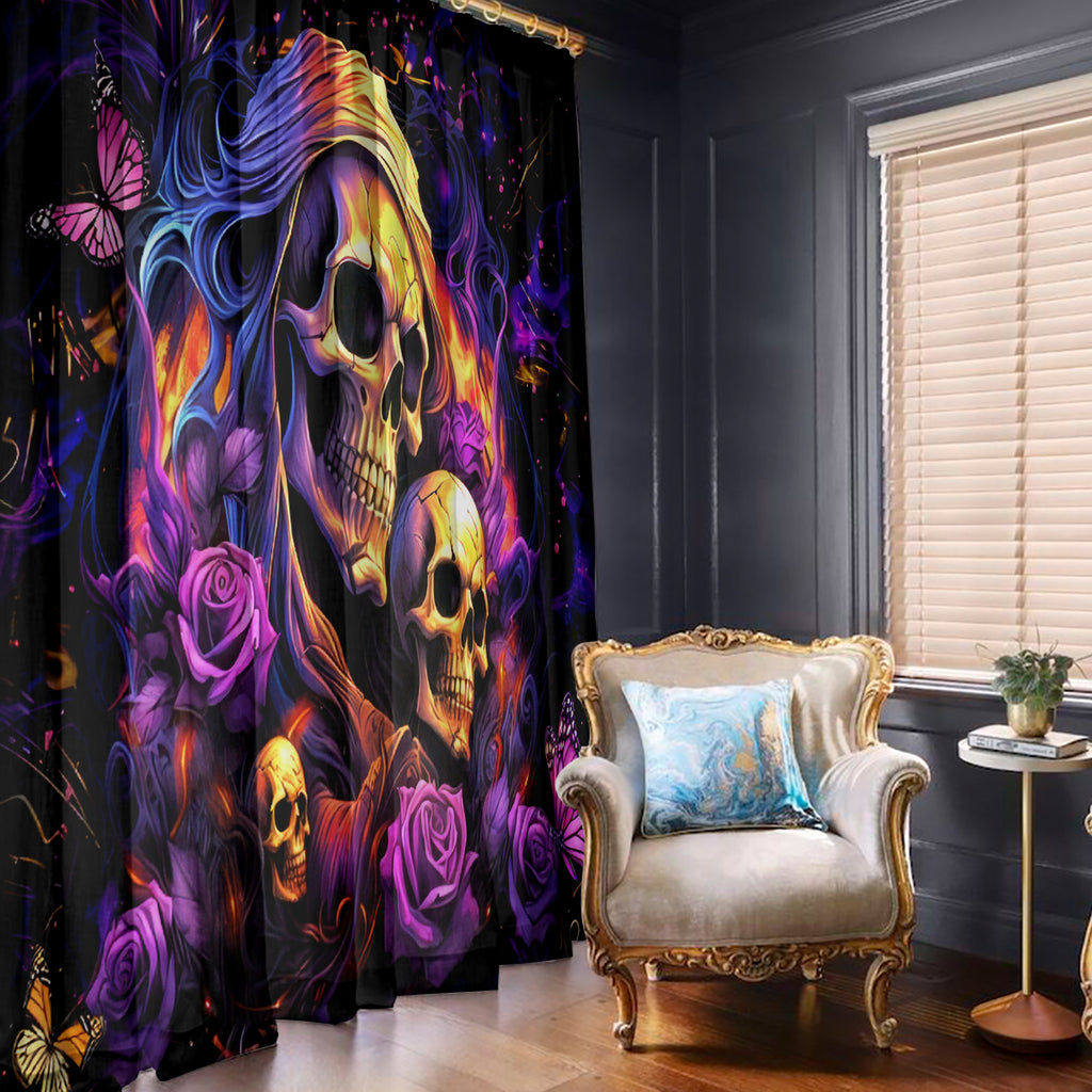 Irish Skull Window Curtain Good Girl Drinve Wine, Badass Girl Chug Beer