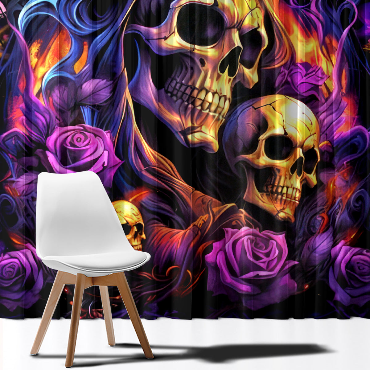 Irish Skull Window Curtain Good Girl Drinve Wine, Badass Girl Chug Beer