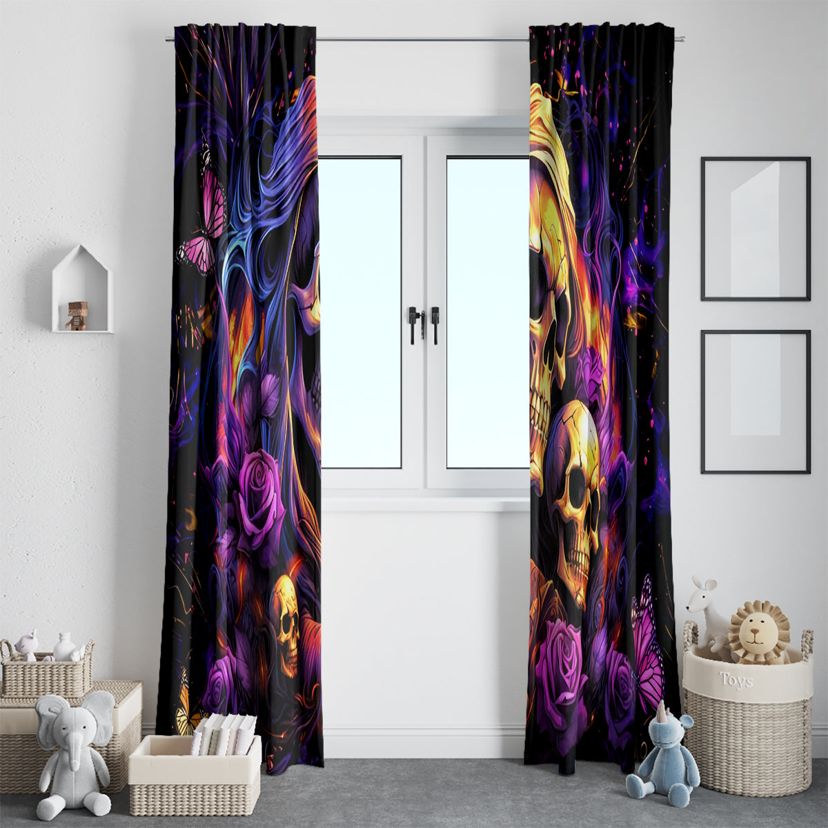 Irish Skull Window Curtain Good Girl Drinve Wine, Badass Girl Chug Beer
