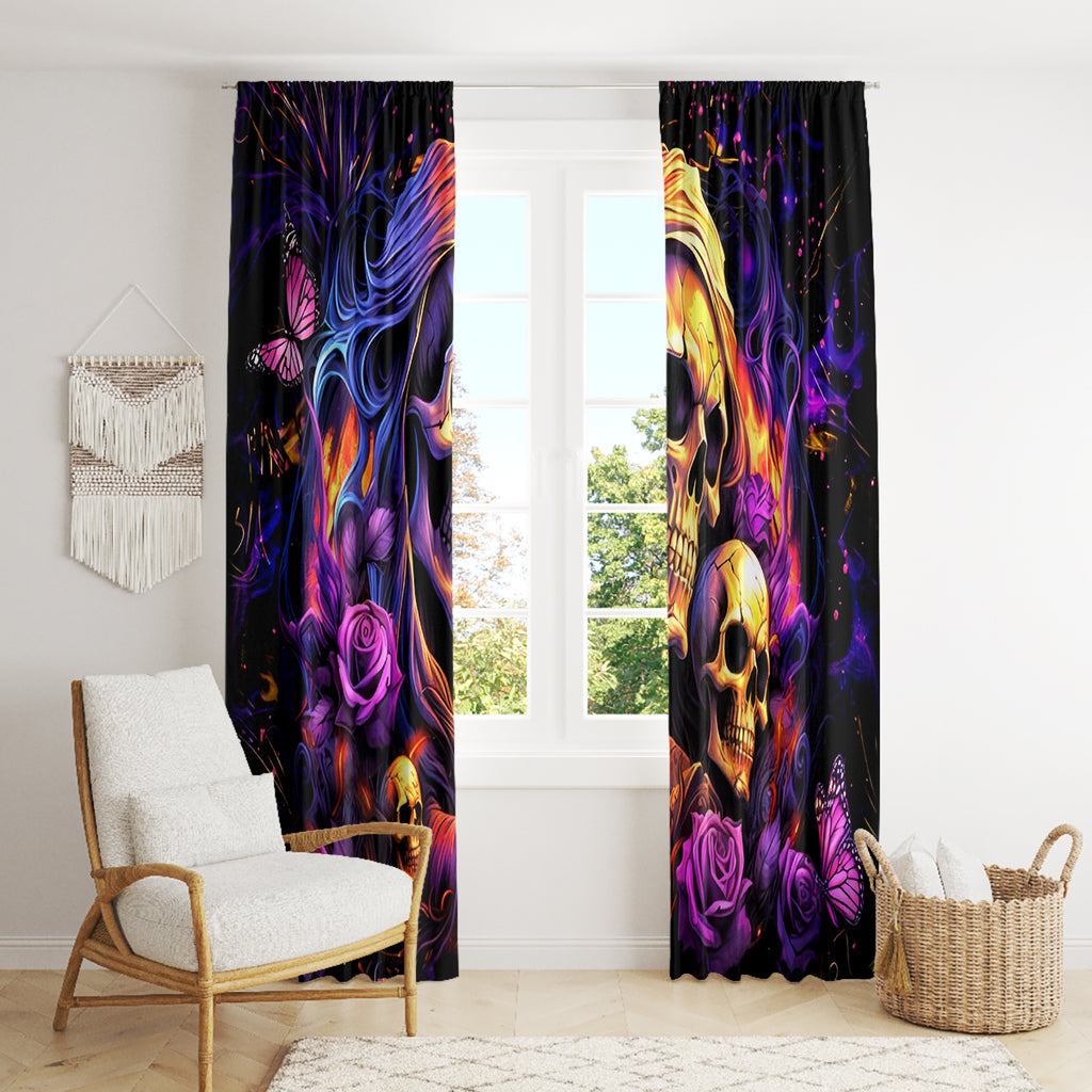 Irish Skull Window Curtain Good Girl Drinve Wine, Badass Girl Chug Beer