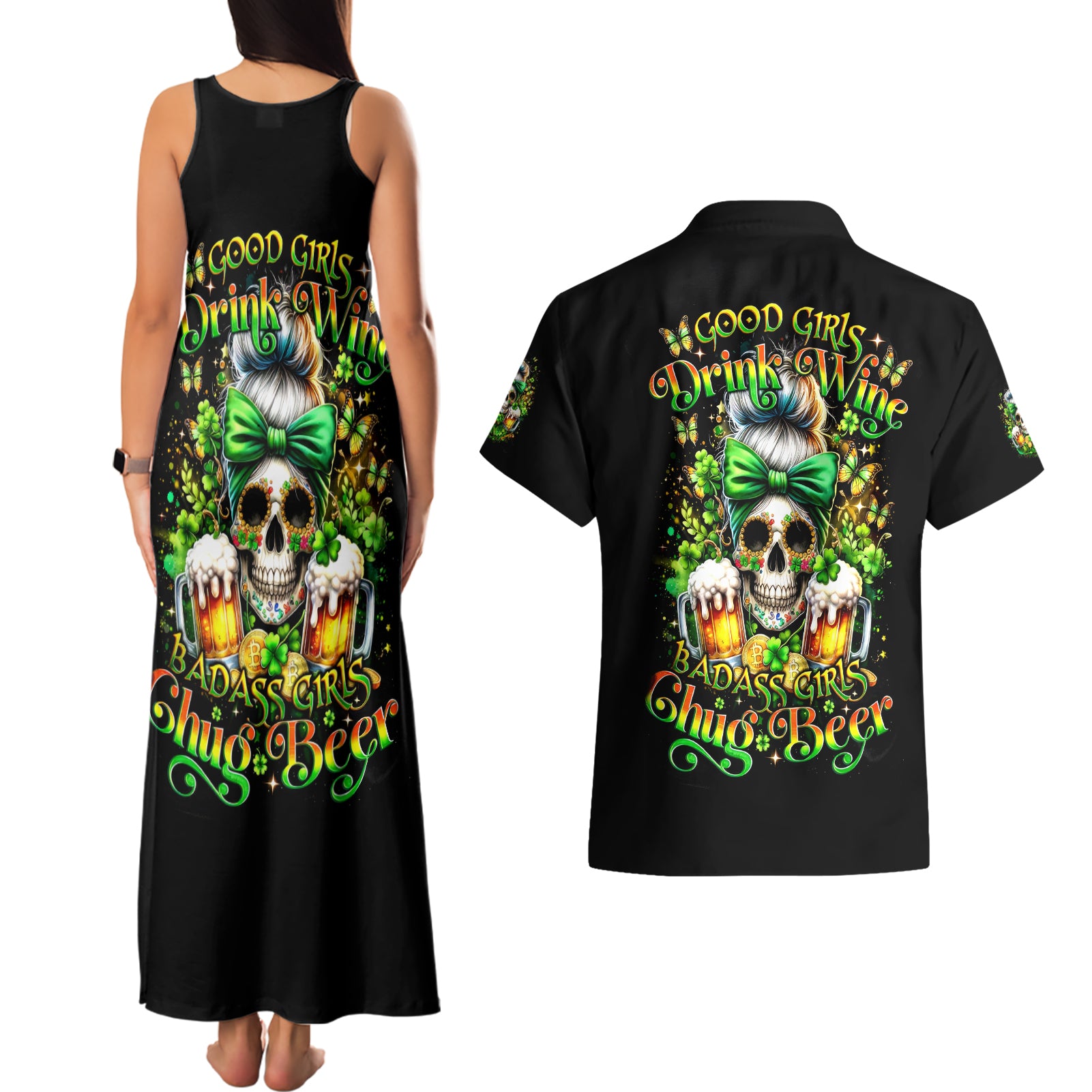 Rose Skull Couples Matching Tank Maxi Dress and Hawaiian Shirt No Matter How Much I Try To Be Fucking Nice