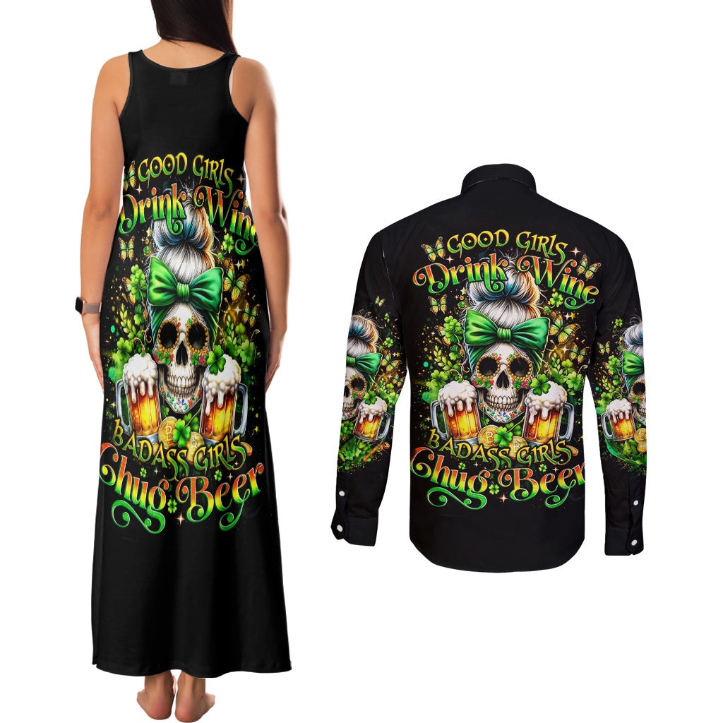 Rose Skull Couples Matching Tank Maxi Dress and Long Sleeve Button Shirt No Matter How Much I Try To Be Fucking Nice