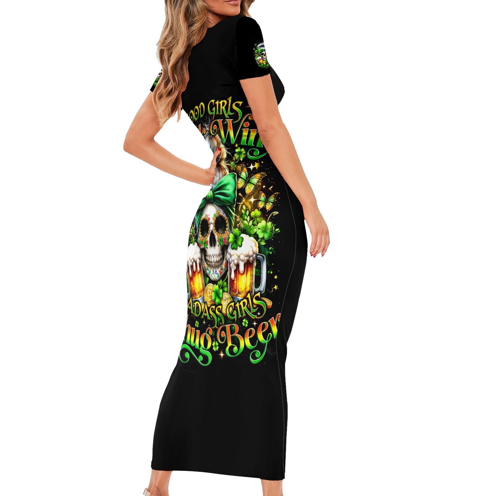 Rose Skull Short Sleeve Bodycon Dress No Matter How Much I Try To Be Fucking Nice