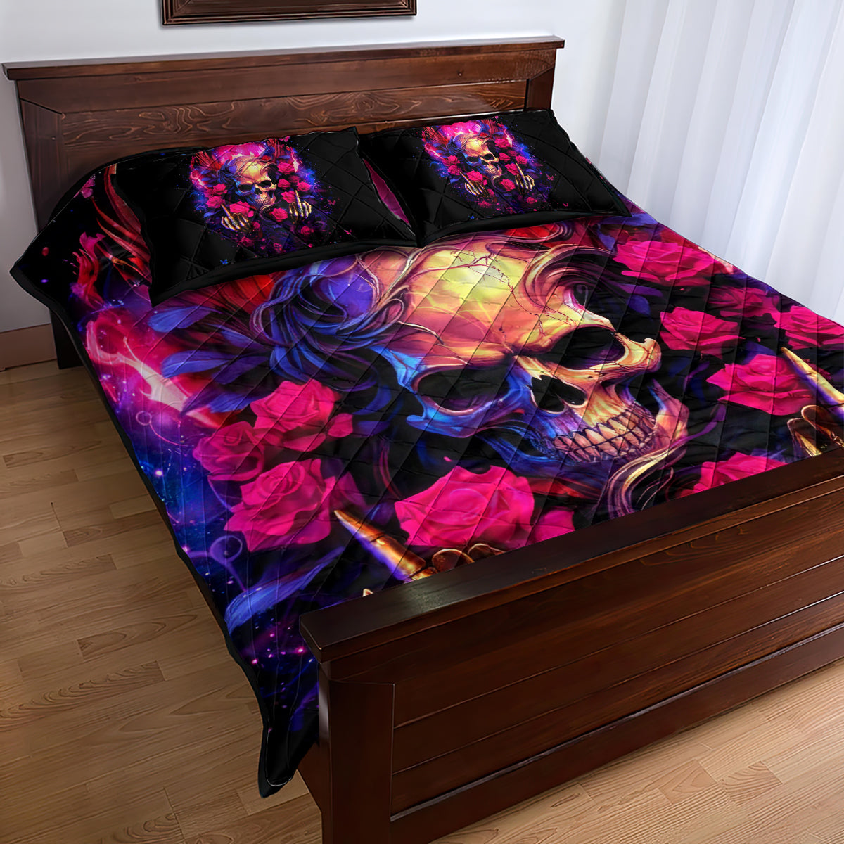 Rose Skull Quilt Bed Set No Matter How Much I Try To Be Fucking Nice