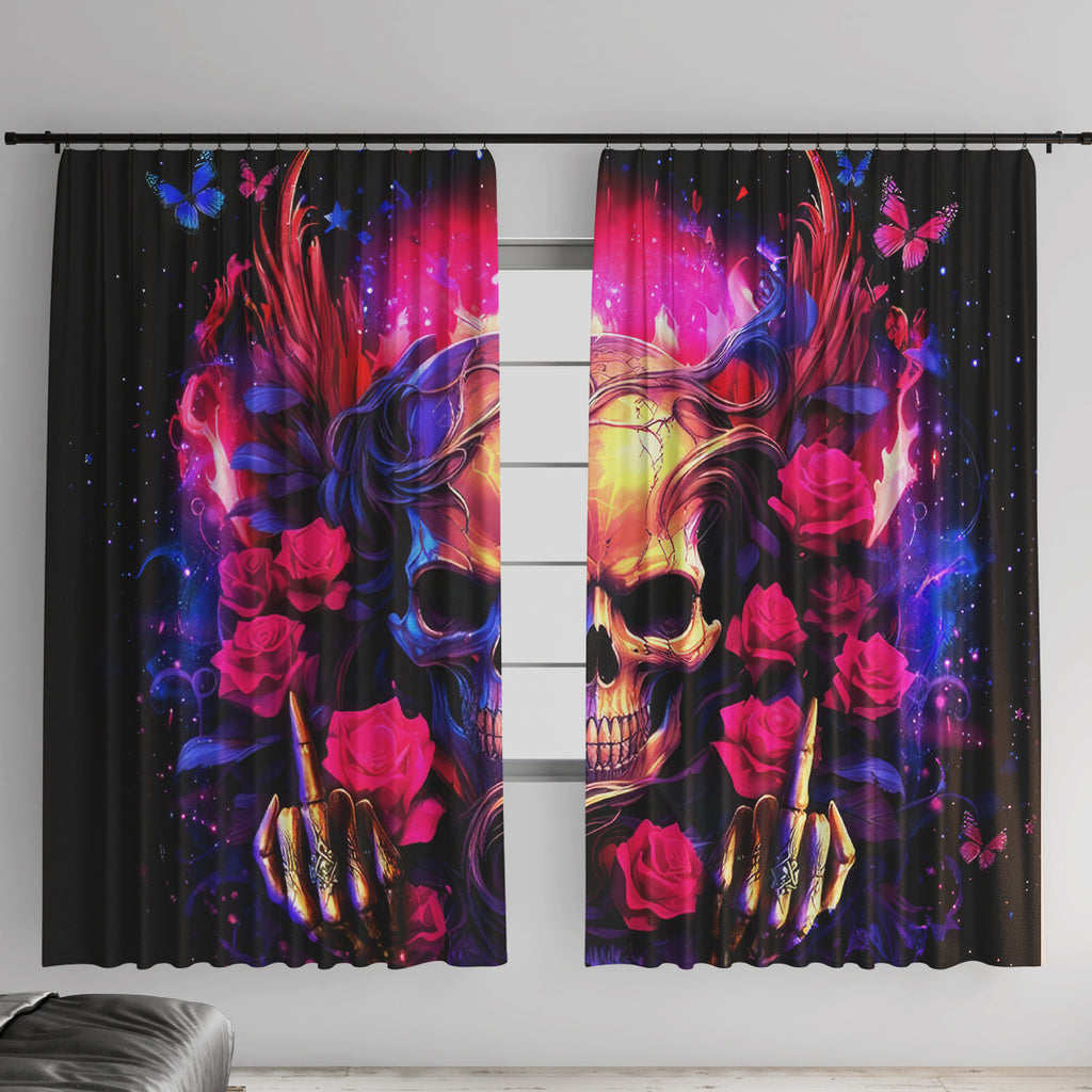 Rose Skull Window Curtain No Matter How Much I Try To Be Fucking Nice