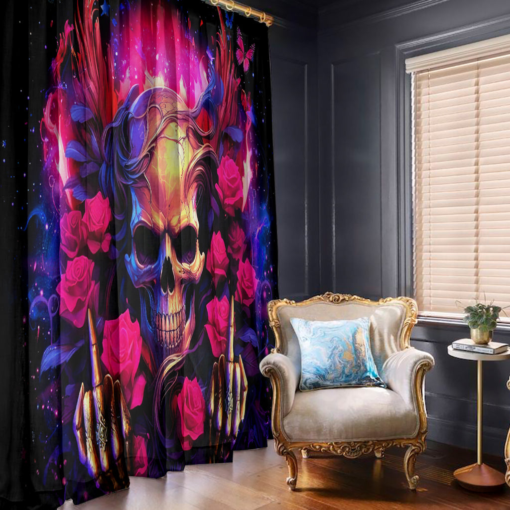 Rose Skull Window Curtain No Matter How Much I Try To Be Fucking Nice