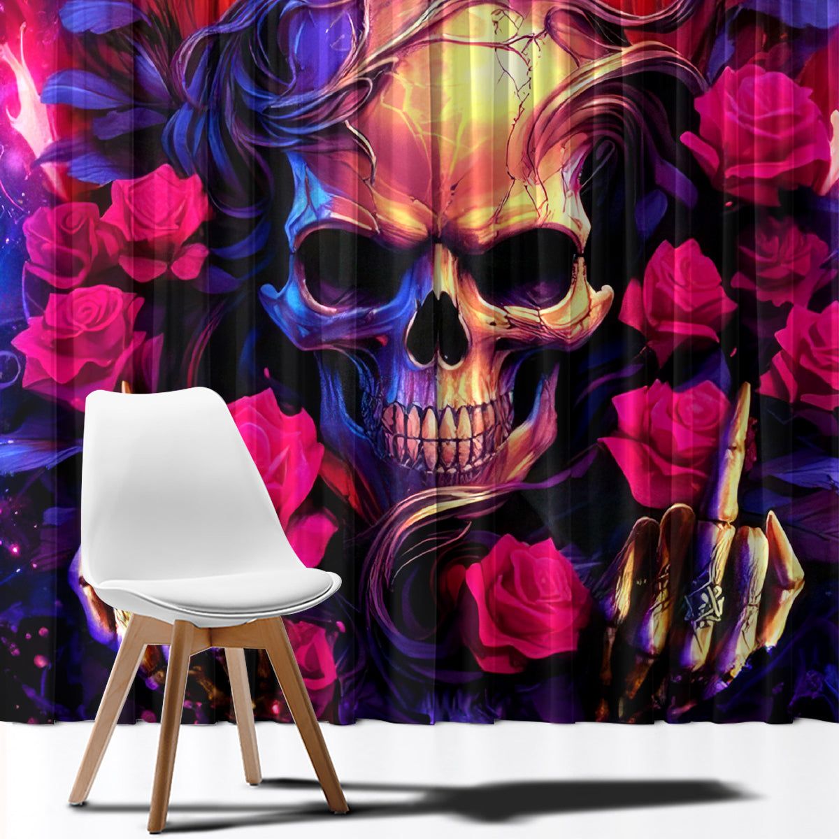 Rose Skull Window Curtain No Matter How Much I Try To Be Fucking Nice