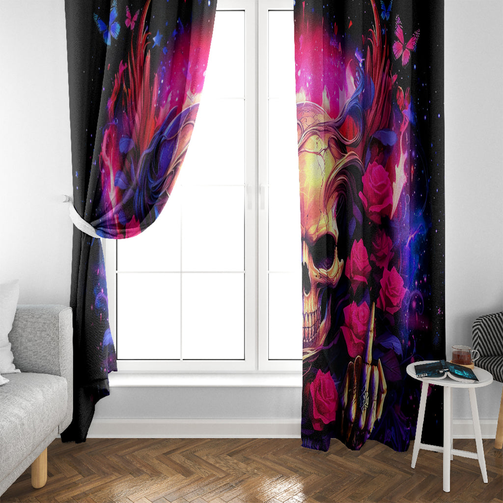 Rose Skull Window Curtain No Matter How Much I Try To Be Fucking Nice