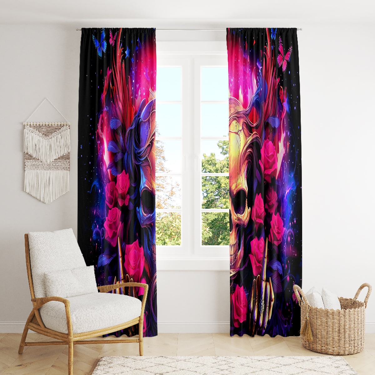 Rose Skull Window Curtain No Matter How Much I Try To Be Fucking Nice