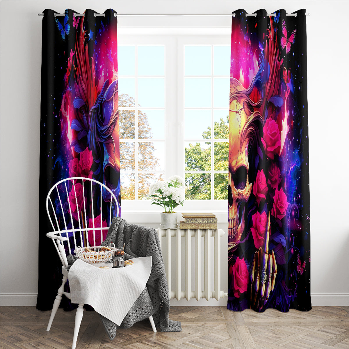 Rose Skull Window Curtain No Matter How Much I Try To Be Fucking Nice