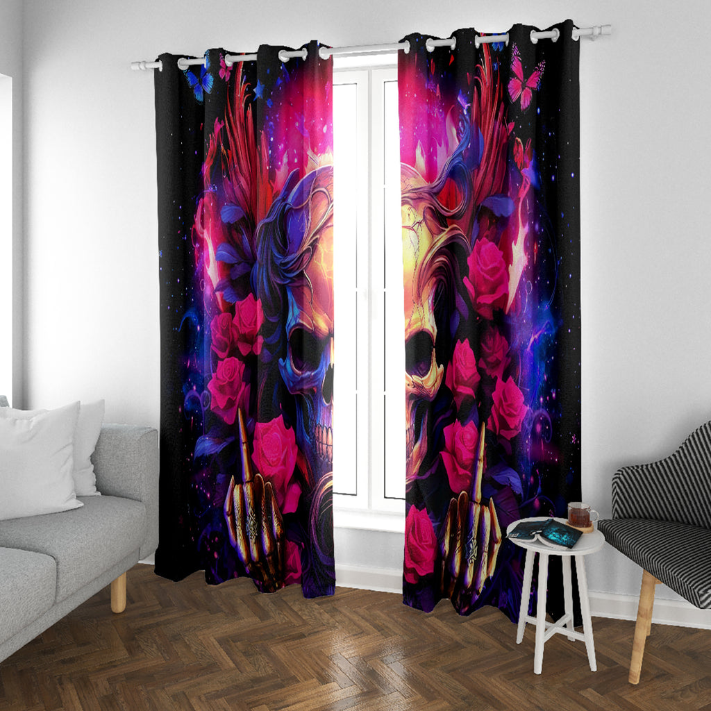 Rose Skull Window Curtain No Matter How Much I Try To Be Fucking Nice