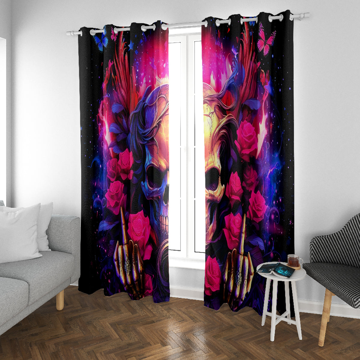Rose Skull Window Curtain No Matter How Much I Try To Be Fucking Nice