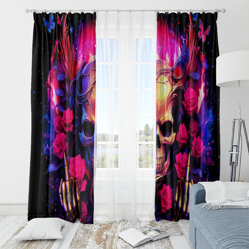 Rose Skull Window Curtain No Matter How Much I Try To Be Fucking Nice