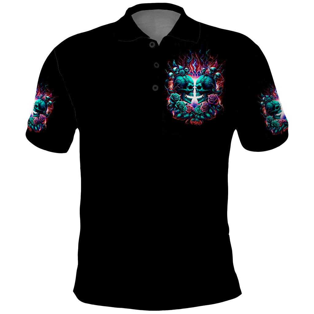 Twin Skull Polo Shirt Don't Try Figure Me out I'm A Special Kind Of Twisted