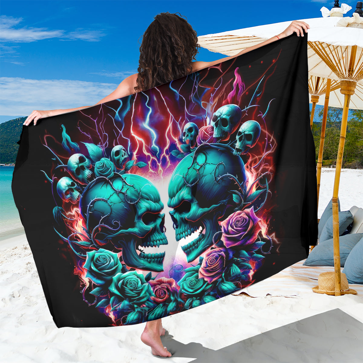 Twin Skull Sarong Don't Try Figure Me out I'm A Special Kind Of Twisted