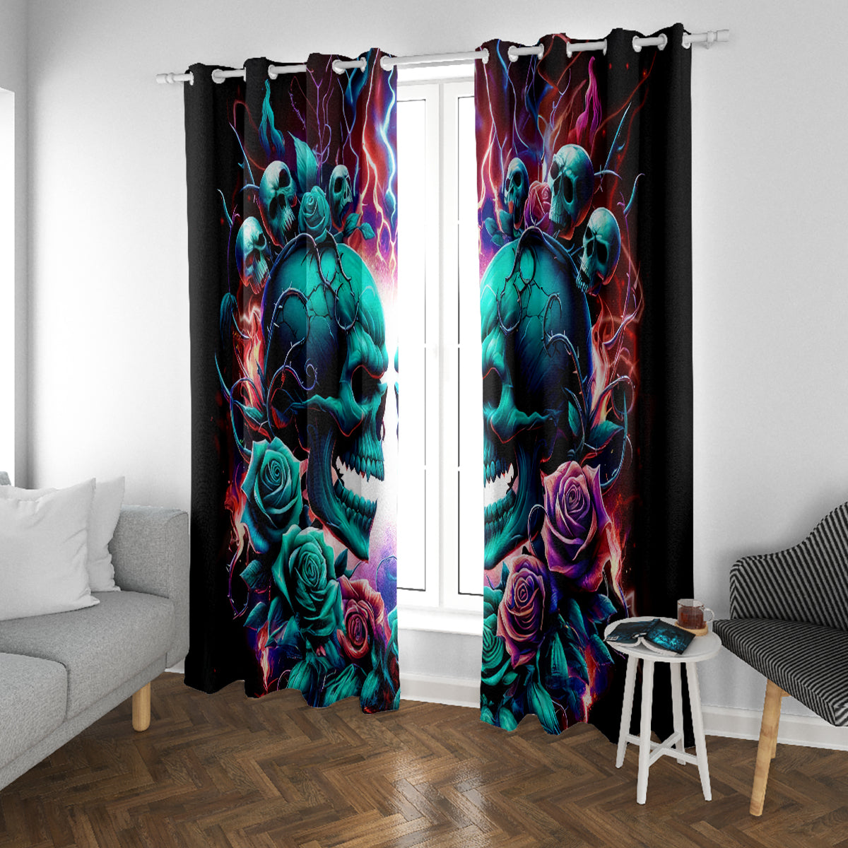 Twin Skull Window Curtain Don't Try Figure Me out I'm A Special Kind Of Twisted