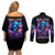 Flame Skull Couples Matching Off Shoulder Short Dress and Long Sleeve Button Shirt While You Are Talking Behind My Back Freel Free To Bend Down And Kiss My Ass