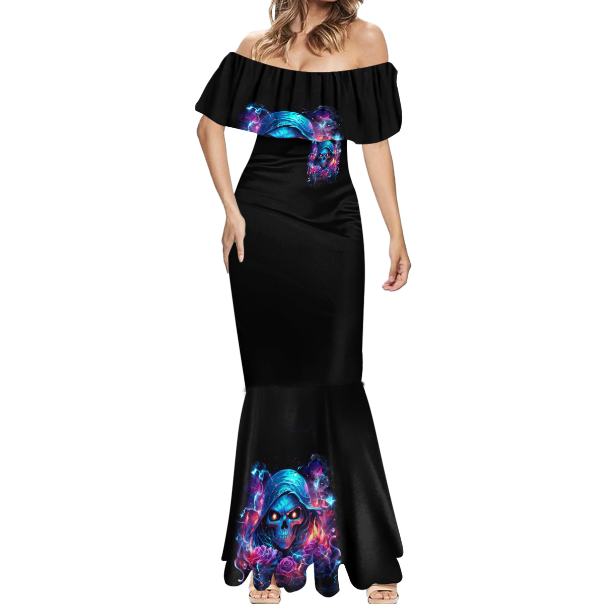 Flame Skull Mermaid Dress While You Are Talking Behind My Back Freel Free To Bend Down And Kiss My Ass