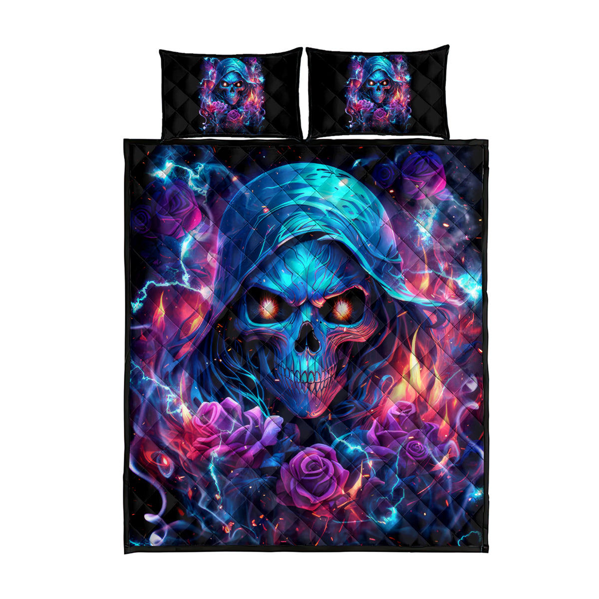 Flame Skull Quilt Bed Set While You Are Talking Behind My Back Freel Free To Bend Down And Kiss My Ass