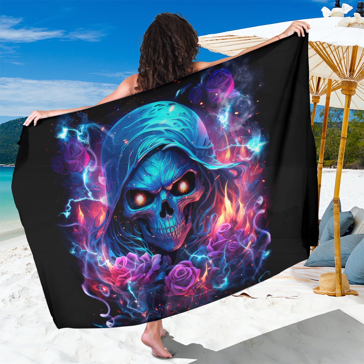 Flame Skull Sarong While You Are Talking Behind My Back Freel Free To Bend Down And Kiss My Ass
