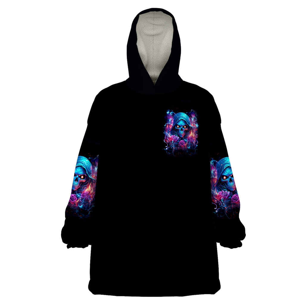 Flame Skull Wearable Blanket Hoodie While You Are Talking Behind My Back Freel Free To Bend Down And Kiss My Ass