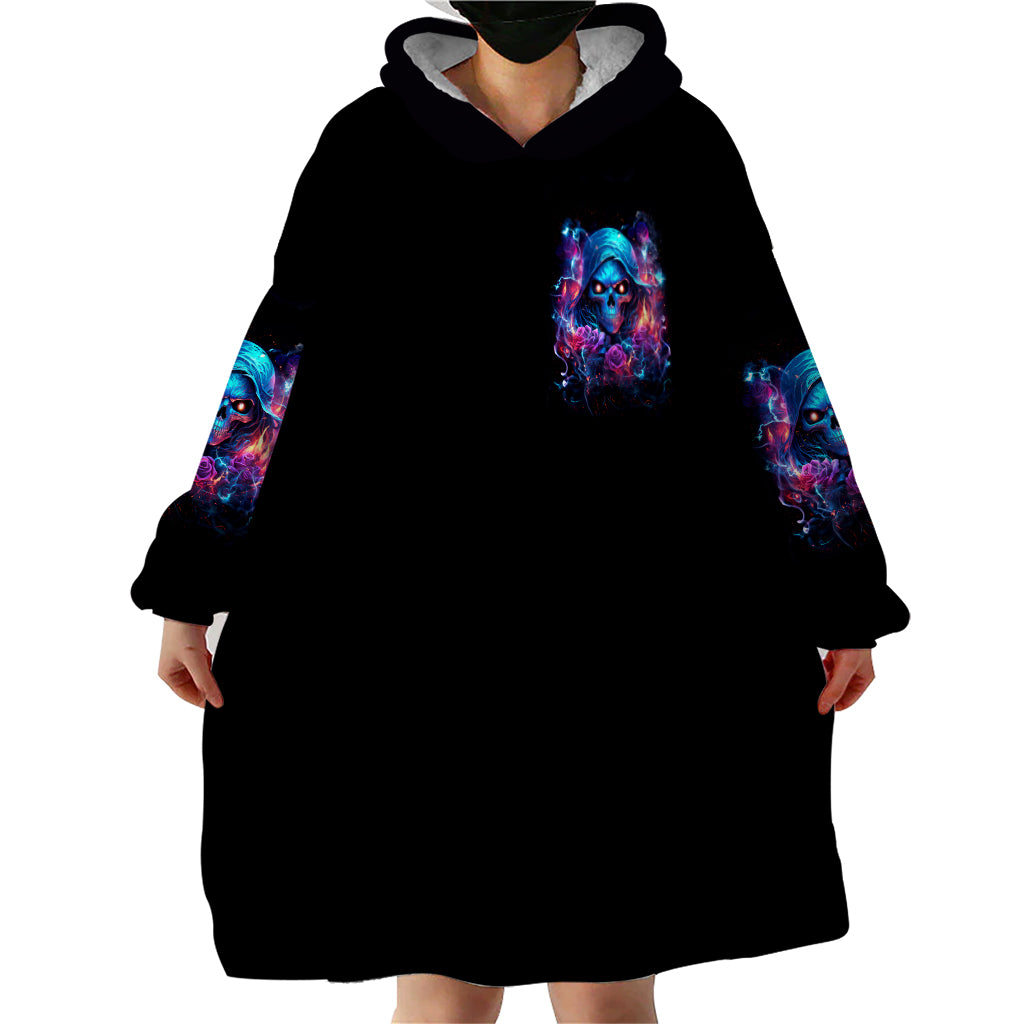 Flame Skull Wearable Blanket Hoodie While You Are Talking Behind My Back Freel Free To Bend Down And Kiss My Ass
