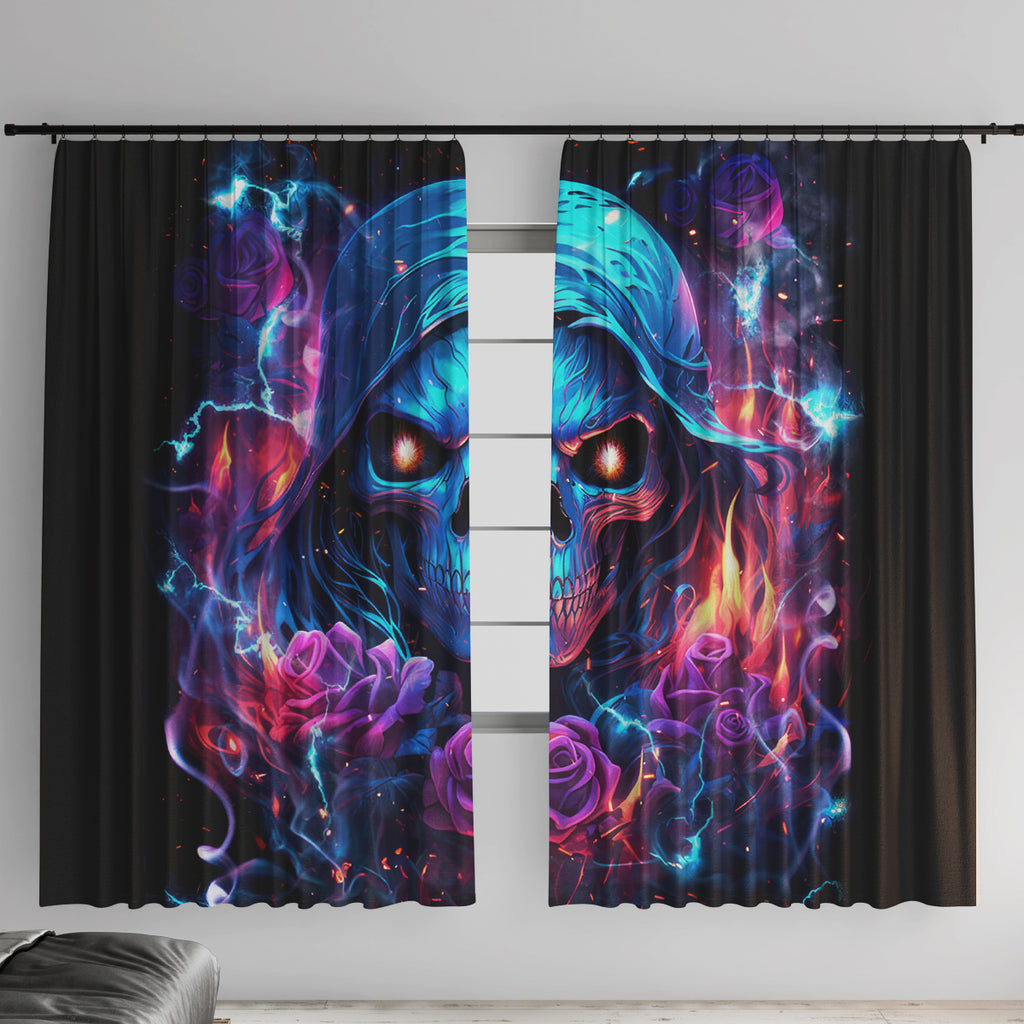 Flame Skull Window Curtain While You Are Talking Behind My Back Freel Free To Bend Down And Kiss My Ass