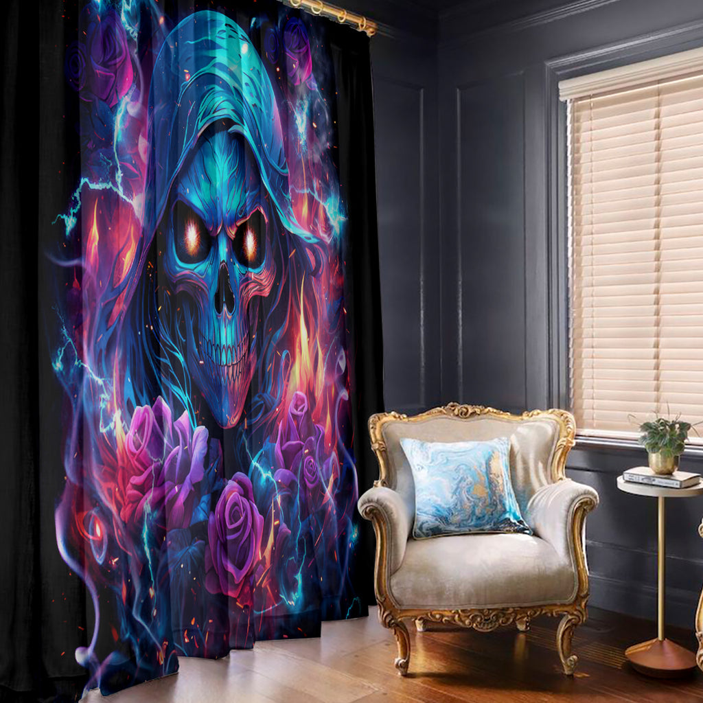 Flame Skull Window Curtain While You Are Talking Behind My Back Freel Free To Bend Down And Kiss My Ass