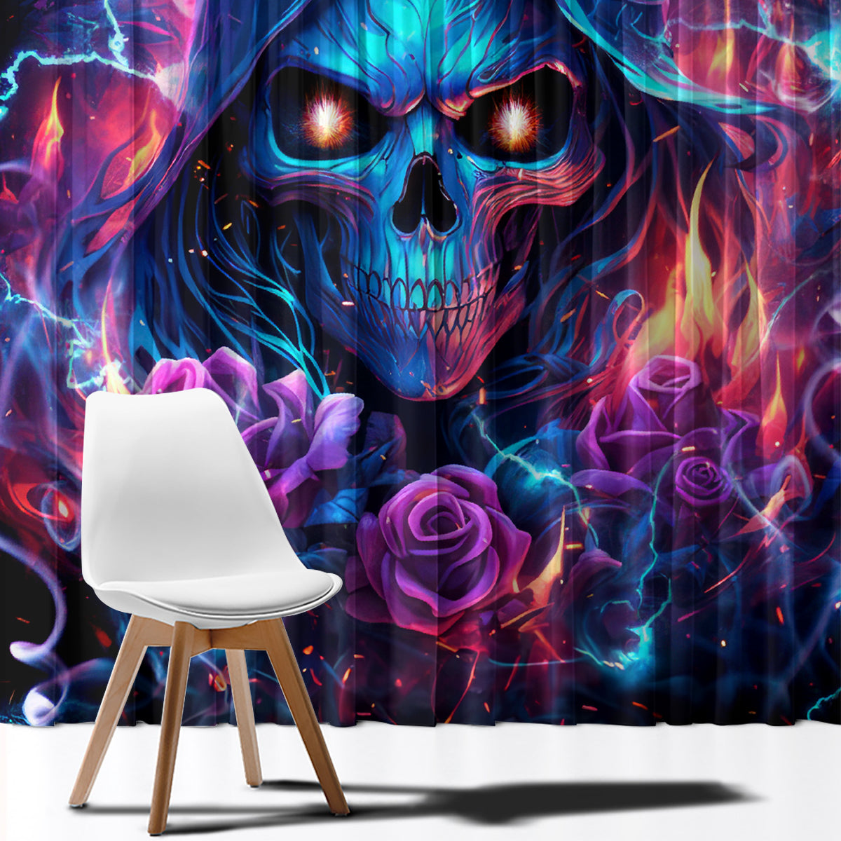 Flame Skull Window Curtain While You Are Talking Behind My Back Freel Free To Bend Down And Kiss My Ass