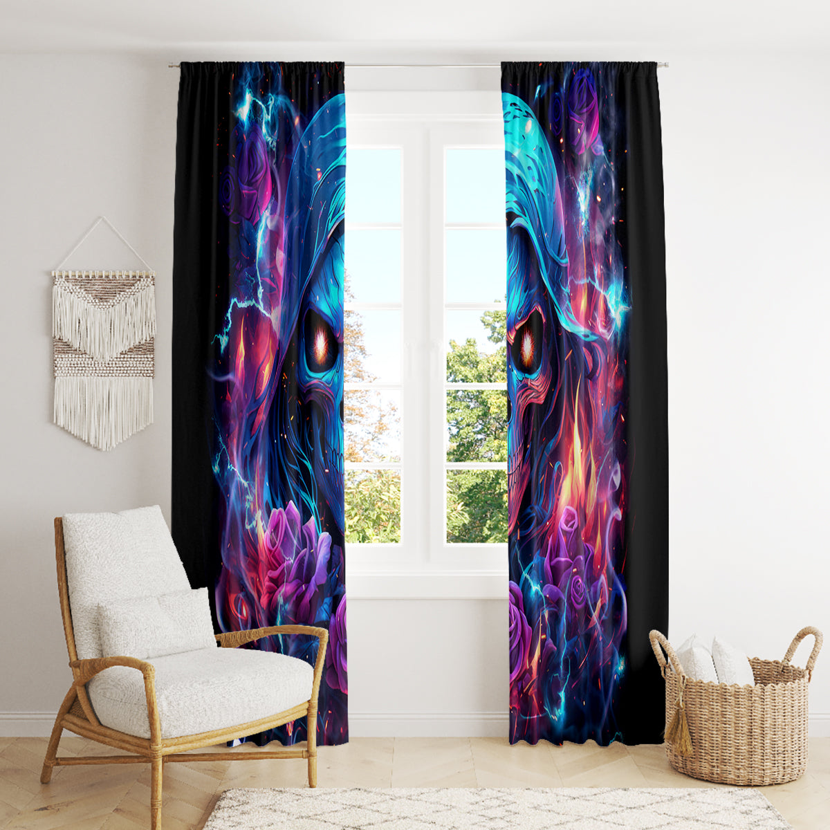 Flame Skull Window Curtain While You Are Talking Behind My Back Freel Free To Bend Down And Kiss My Ass