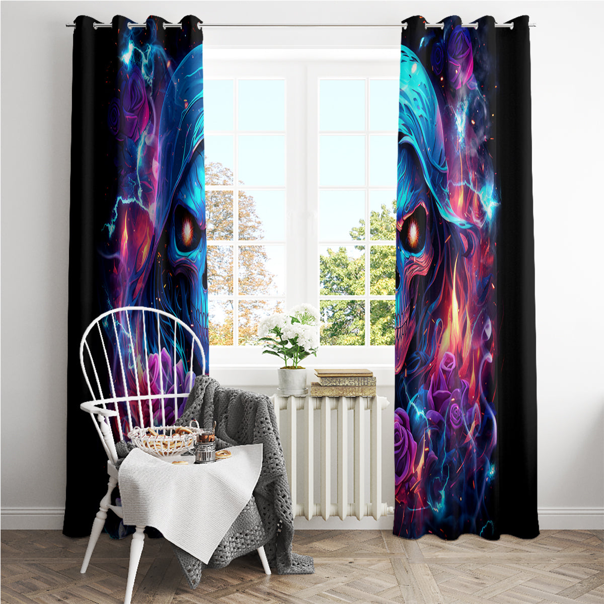 Flame Skull Window Curtain While You Are Talking Behind My Back Freel Free To Bend Down And Kiss My Ass