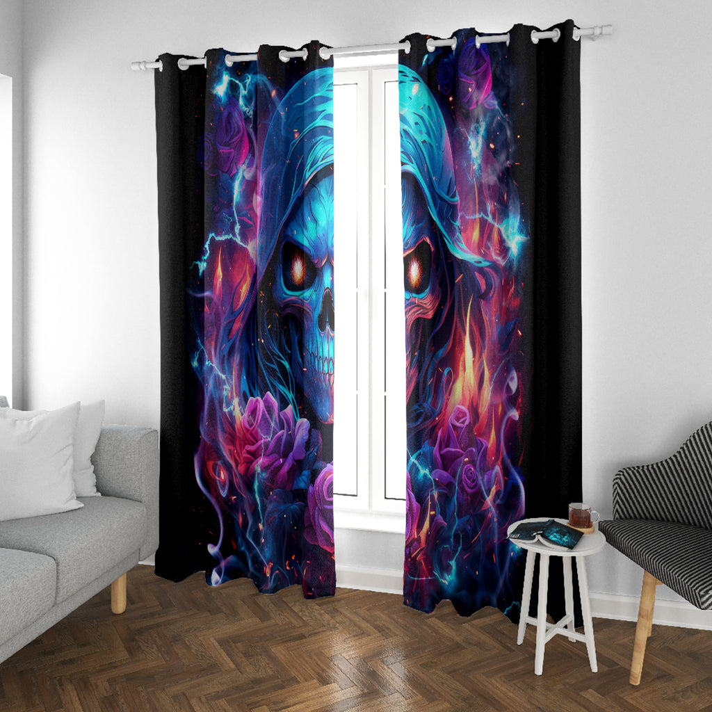 Flame Skull Window Curtain While You Are Talking Behind My Back Freel Free To Bend Down And Kiss My Ass