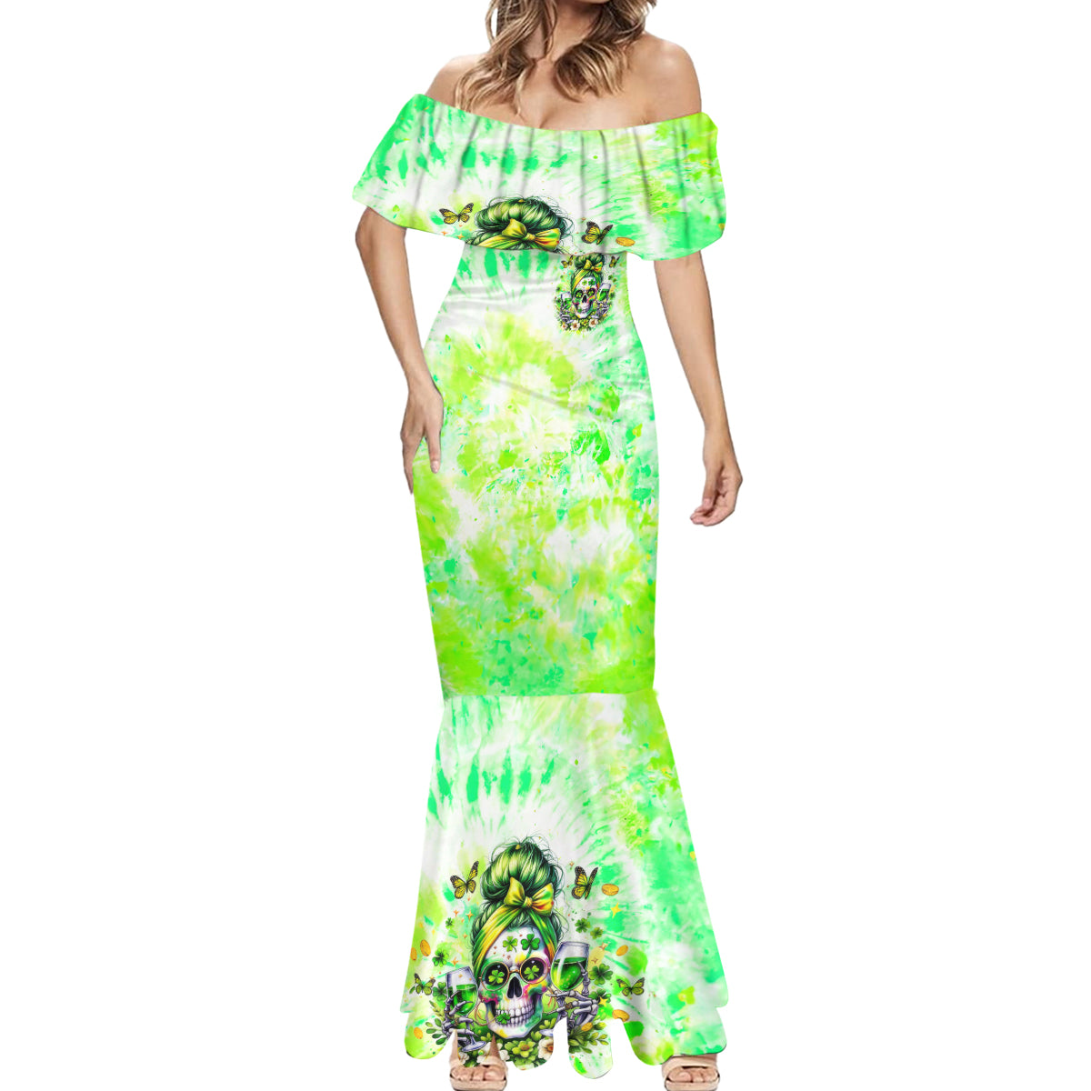 Irish Skull Mermaid Dress Drink Up Bitch