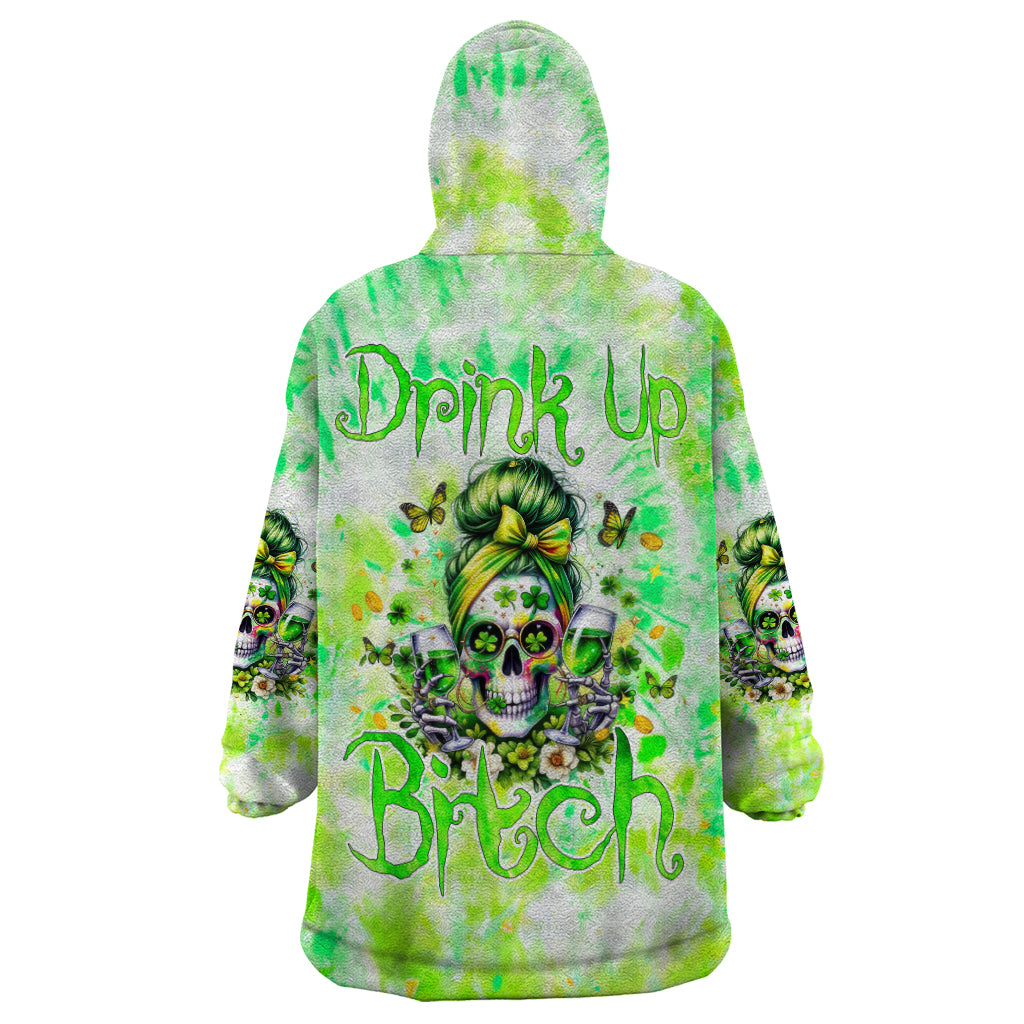 Irish Skull Wearable Blanket Hoodie Drink Up Bitch