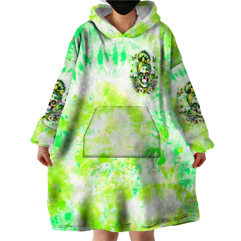 Irish Skull Wearable Blanket Hoodie Drink Up Bitch