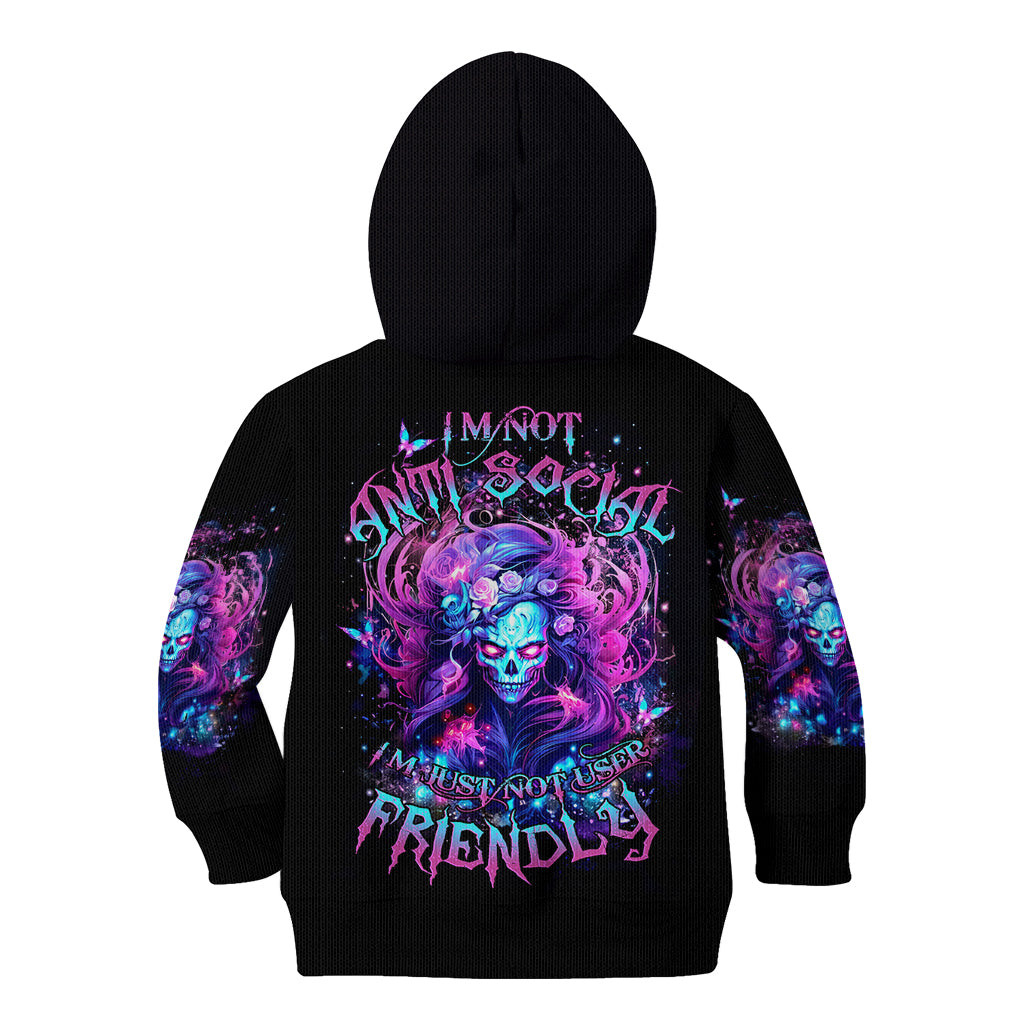 Lady Skull Kid Hoodie I'm Not Anti Social I'm Just Not User Friendly