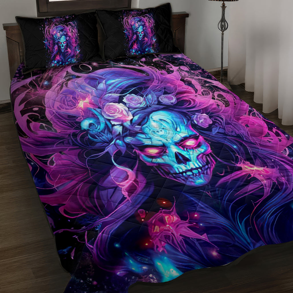 Lady Skull Quilt Bed Set I'm Not Anti Social I'm Just Not User Friendly