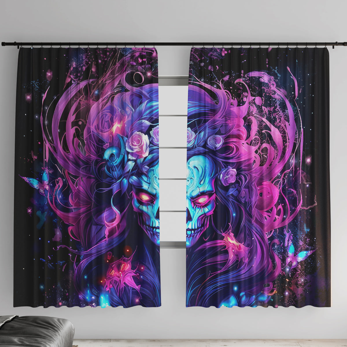 Lady Skull Window Curtain I'm Not Anti Social I'm Just Not User Friendly