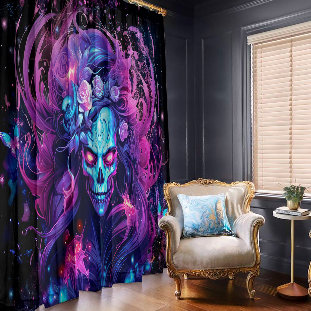 Lady Skull Window Curtain I'm Not Anti Social I'm Just Not User Friendly