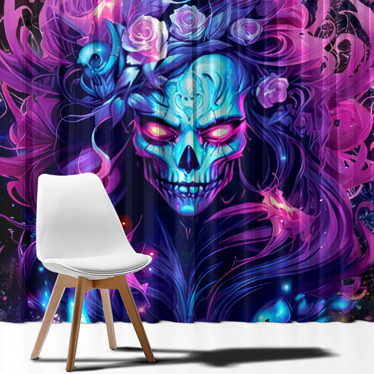 Lady Skull Window Curtain I'm Not Anti Social I'm Just Not User Friendly