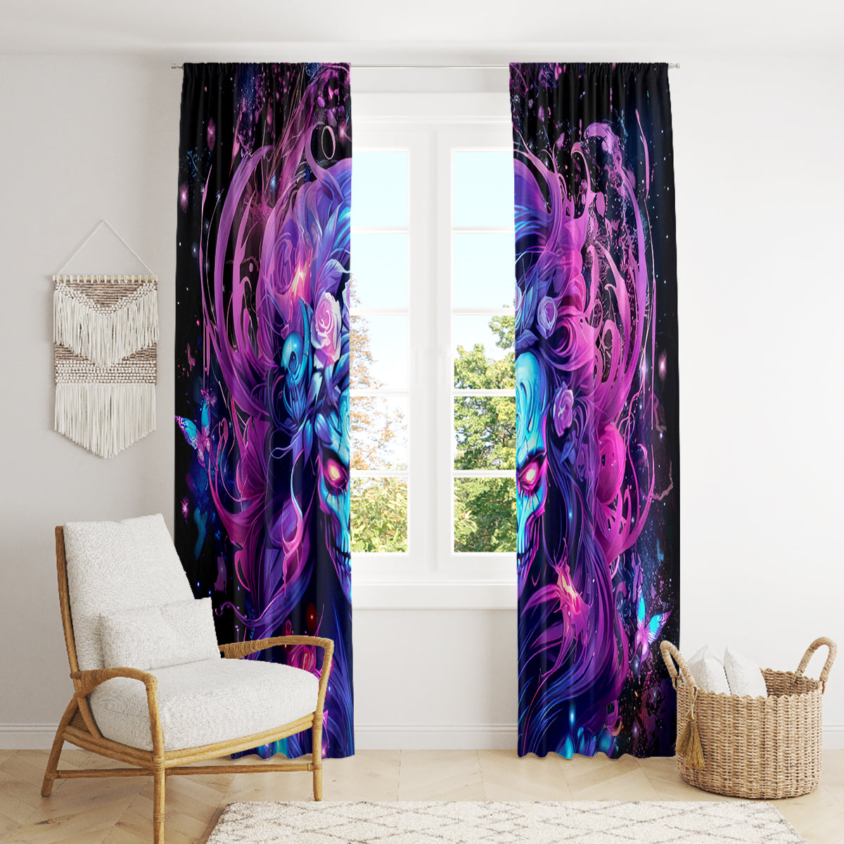 Lady Skull Window Curtain I'm Not Anti Social I'm Just Not User Friendly